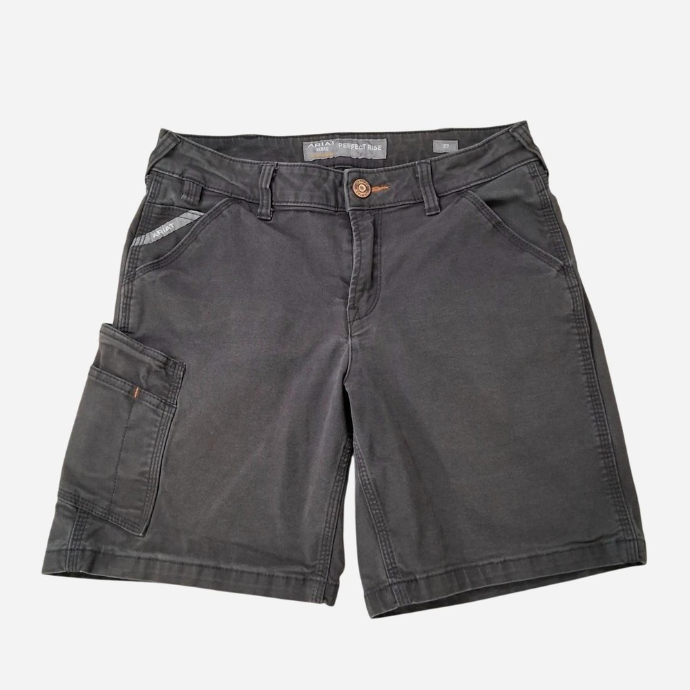 Ariat Rebar Men's Canvas Work Shorts Perfect Rise Grey Size 27 VGC 7.5" Inseam